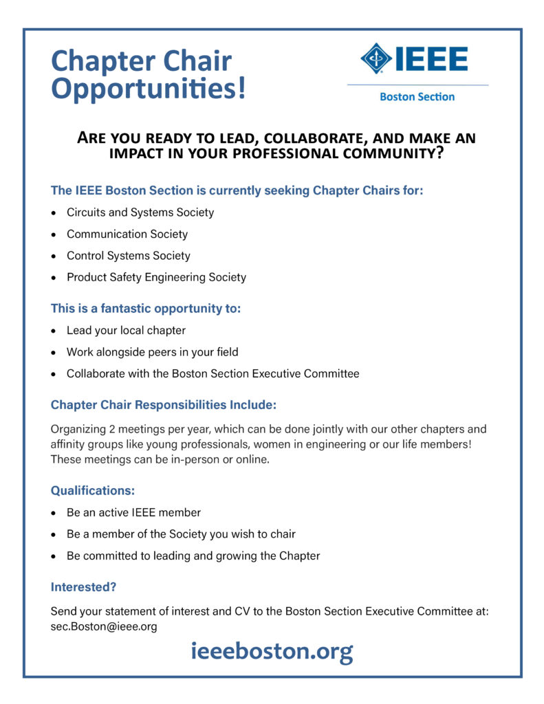 Chapter Chairs Opportunities Available
